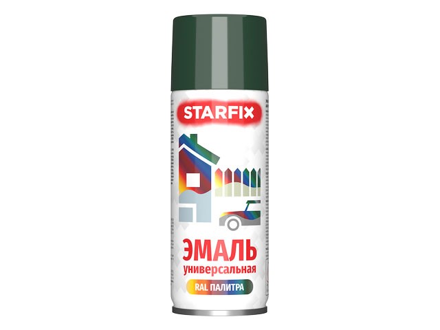 Купить краска-эмаль аэроз. универсальная зеленый темный STARFIX 520мл (6009) (Цвет зеленый темный) (SM-100037-1)