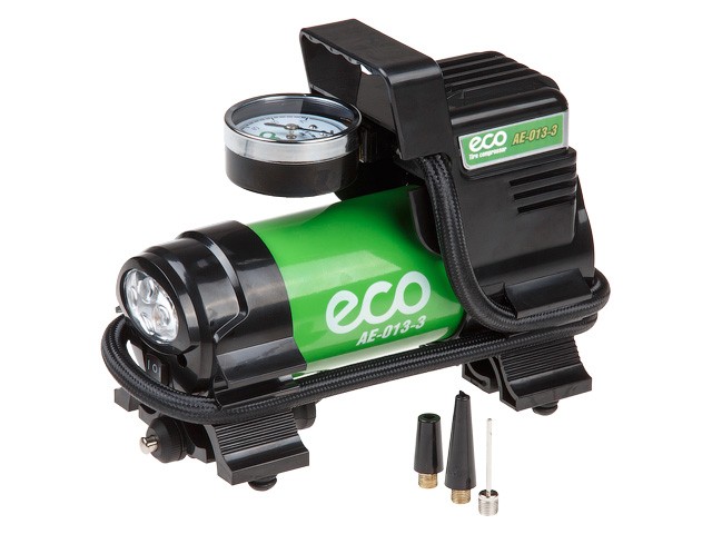 Купить компрессор автомобильный ECO AE-013-3 (35 л/мин, 10bar, 130Вт, 12В) (12В, 130Вт, 10bar, 35 л/мин, фонарь, сумка)