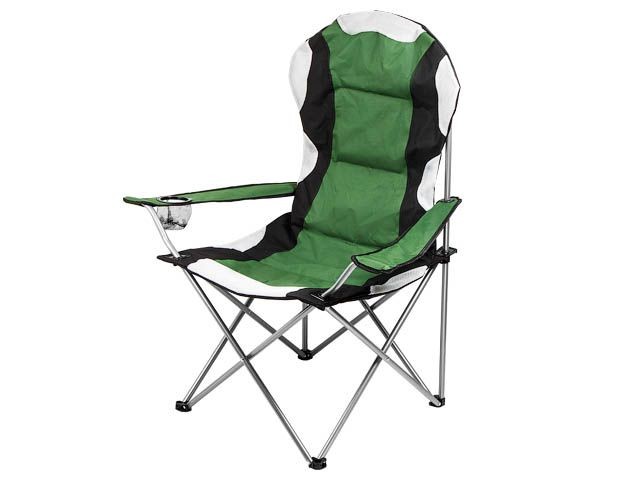 Купить кресло складное кемпинговое с держателем для бутылок + чехол, зеленое, ARIZONE (Размер: 60х60х106 см) (42-606001)