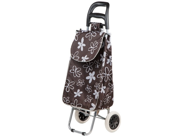 Купить сумка-тележка хозяйственная на колесах 30 кг, коричневая, цветы, PERFECTO LINEA (42-307011)