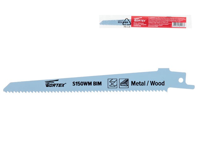 Купить пилка сабельная по дереву с гвоздями S150WM (1 шт.) WORTEX быстрорежущая сталь, 150 мм длина (пропил прямой, тонкий, для базовых работ) (SSB1510B0018)