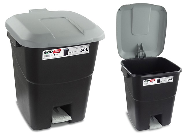 Купить контейнер для мусора пластик. 50л с педалью (серая крышка) (430008) (TAYG)