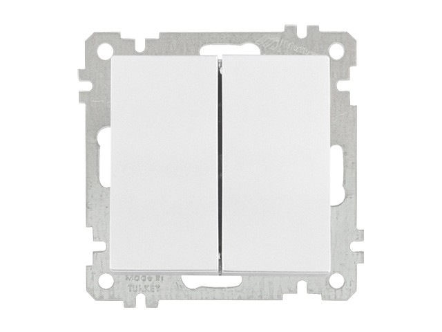 Купить выключатель 2-клав. (скрытый, без рамки, пруж. зажим) белый, DARIA, MUTLUSAN (10 A, 250 V, IP 20) (2100 402 0101)