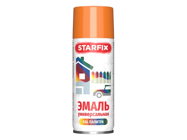 Купить краска-эмаль аэроз. универсальная оранжевый STARFIX 520мл (2004) (Цвет оранжевый) (SM-96032-1)