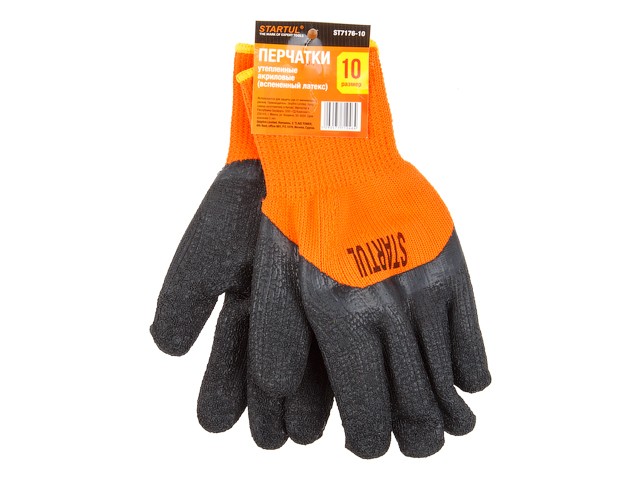 Купить перчатки утепленные акриловые, латекс вспененн (с ворсом, зимние) STARTUL (ST7176-10) (3/4 облив)