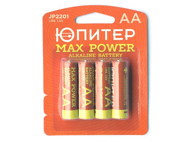 Купить батарейка AA LR6 1,5V alkaline 4шт. ЮПИТЕР MAX POWER (JP2201)