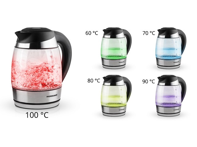 Купить чайник электрический AKL-241 NORMANN (2200 Вт; 1,8 л; стекло; 60-70-80-90-100C; поддержание температуры; подсветка)