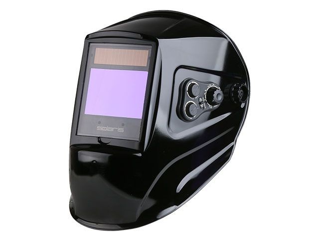 Купить щиток сварщика  с самозатемняющимся светофильтром Solaris ASF800S Black (1/1/1/1; 102х68мм; DIN 4/5-9/9-13 (регул); 4 сенсора; шлифовка; рег.чувств.; 