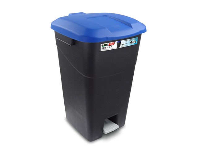 Купить контейнер для мусора пластик. 60л с педалью (синяя крышка) (431029) (TAYG)