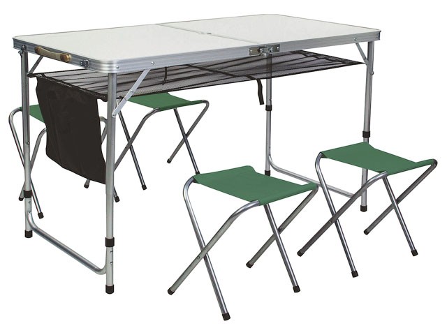 Купить набор складной стол влагостойкий с карманом для мелочей и 4 стула, ARIZONE (42-120653)