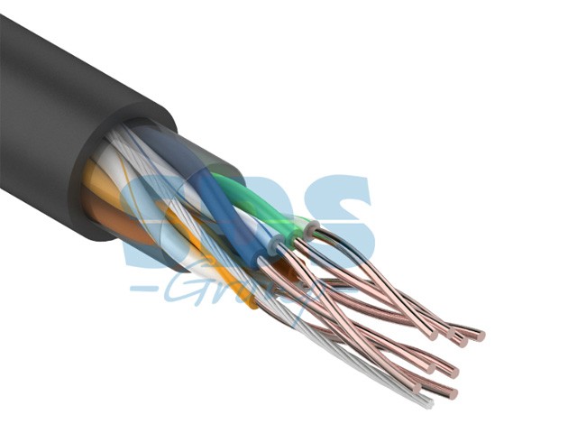 Купить кабель UTP 4PR 24AWG, CU (медь), CAT5e, 100МГц, PE черный, (OUTDOOR) (бухта 25 м) REXANT (01-0045-25)