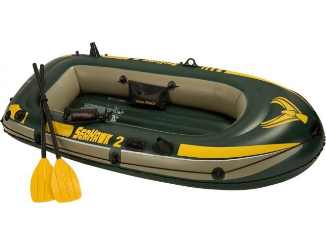 Купить надувная лодка двухместная Seahawk 2, 236х114х41 см + весла пластик. 122 см, насос ручной, INTEX (68347NP)