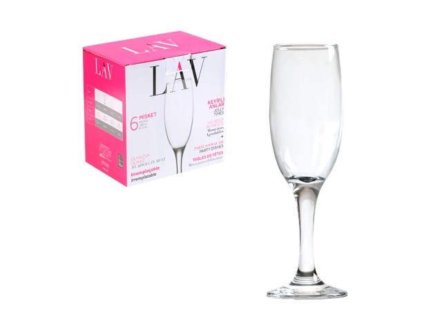 Купить набор бокалов для шампанского, 6 шт., 190 мл, серия Misket, LAV (так же используется в HoReCa) (LV-MIS535F)
