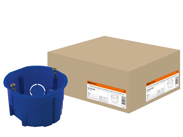 Купить коробка установочная (подрозетник) СП D68х45мм саморезы, синяя IP20 TDM (SQ1402-0002)