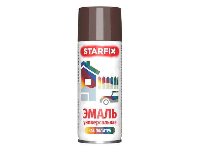 Купить краска-эмаль аэроз. универсальная коричневый STARFIX 520мл (8016) (Цвет коричневый) (SM-102044-1)