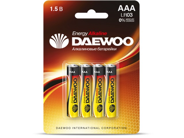Купить батарейка AAA LR03 1,5V alkaline BL-4шт DAEWOO ENERGY (1030399)