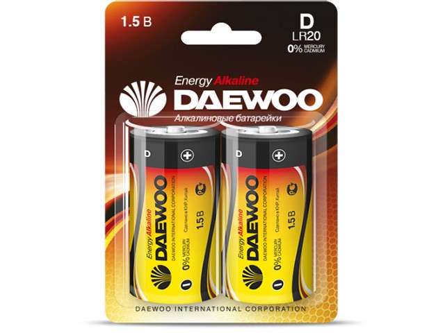 Купить батарейка D LR20 1,5V alkaline BL-2шт DAEWOO ENERGY (1030429)