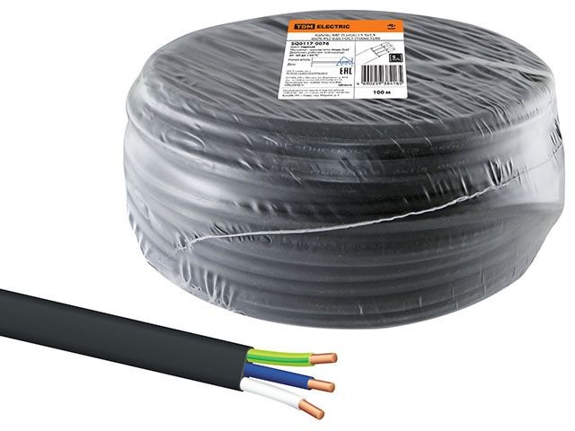 Купить кабель ВВГ-Пнг(A)-LS 3х2,5 (бухта 100м) Ч TDM (черный;) (SQ0117-0076)