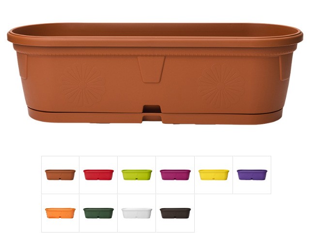 Купить ящик балконный для цветов Gerber (Гербера) 50x15 см с поддоном, DRINA (цвета в ассортименте) (10017)