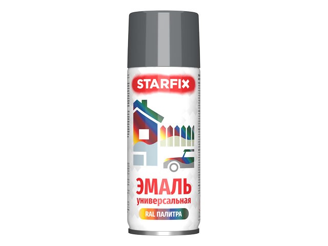 Купить краска-эмаль аэроз. универсальная серый STARFIX 520мл (7024) (Цвет серый) (SM-101052-1)