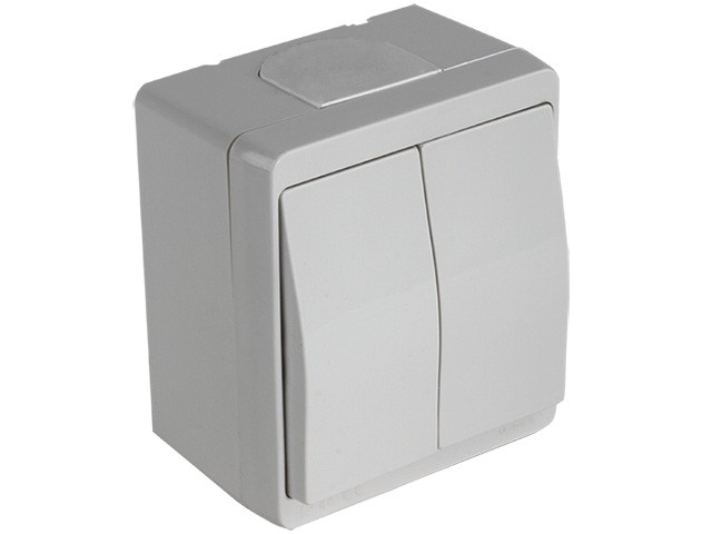 Купить выключатель 2-клав. (открытый) серый, NEMLIYER, MUTLUSAN (10 A, 250 V, IP 44) (2150 002 0103)