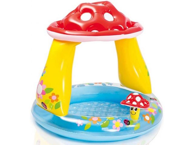 Купить надувной детский бассейн с навесом Грибок, 102х89 см, INTEX (для детей от 1 до 3 лет) (57114NP)