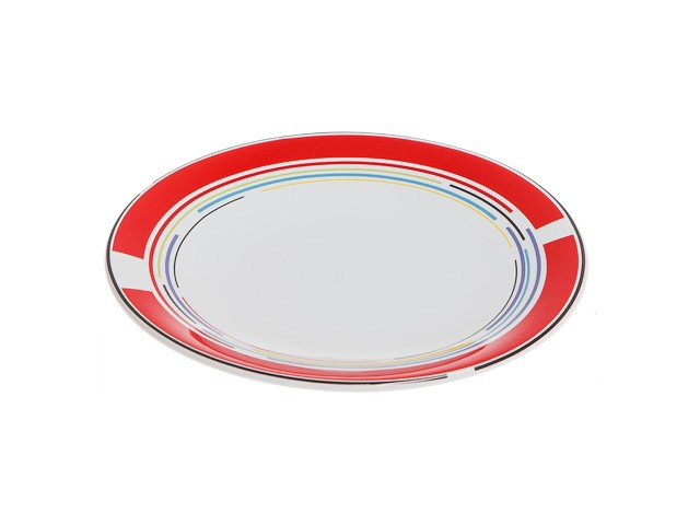 Купить тарелка десертная керамическая, 199 мм, круглая, серия Самсун, красная полоска, PERFECTO LINEA (Супер цена!) (16-995506)