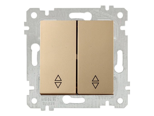 Купить выключатель проходной 2-клав. (скрытый, без рамки, пруж. зажим) золото, RITA, MUTLUSAN (10 A, 250 V, IP 20) (2200 404 0180)