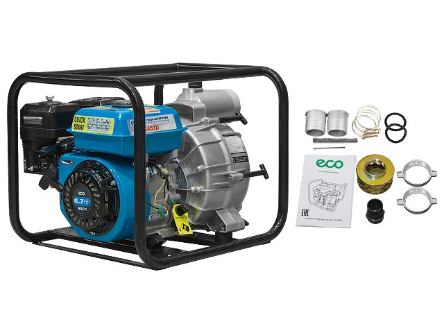 Купить мотопомпа бензиновая ECO WP-1403D (для загрязнённой воды, 4,9 кВт, 1400 л/мин, 3")