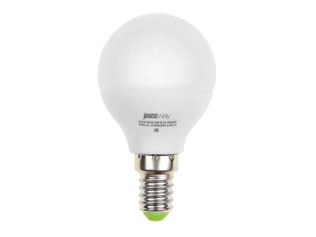 Купить лампа светодиодная G45 ШАР 5 Вт ECO E14 3000К JAZZWAY (40 Вт аналог лампы накал., 400Лм, теплый белый свет) (1036896)