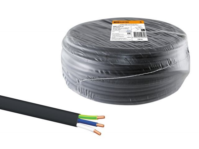 Купить кабель ВВГ-П нг(А)-LS 3х4 ок(N, PE)-0,66 ГОСТ (100м) TDM (черный) (SQ0117-0137)