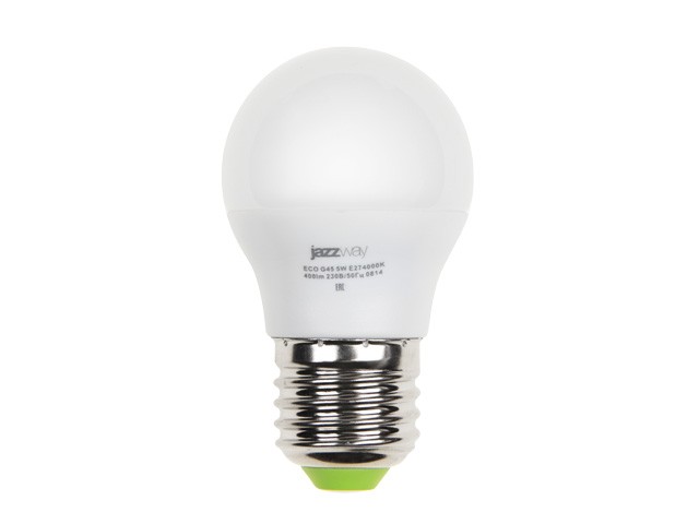 Купить лампа светодиодная G45 ШАР 5 Вт ECO E27 3000К JAZZWAY (40 Вт аналог лампы накал., 400Лм, теплый белый свет) (1036957)