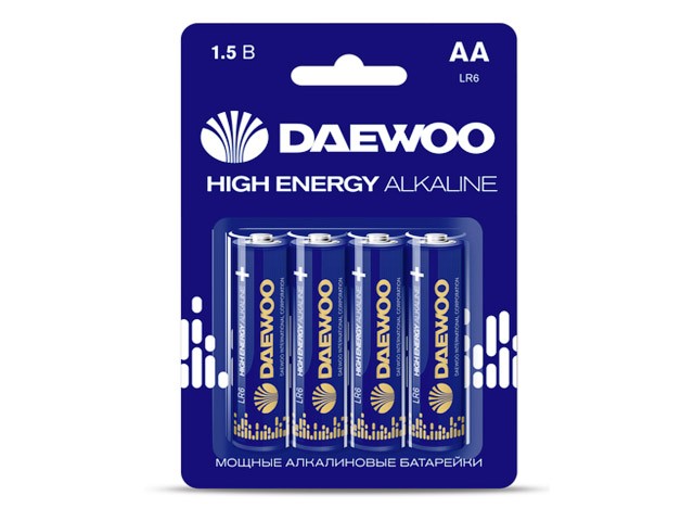 Купить батарейка AA LR6 1,5V alkaline BL-4шт DAEWOO HIGH ENERGY (5030329)