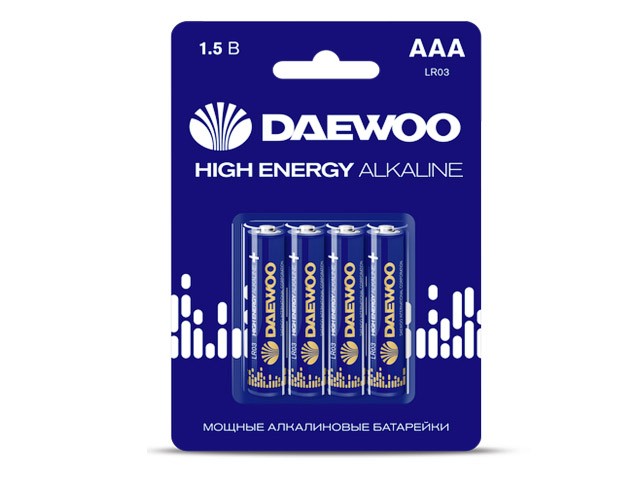 Купить батарейка AAA LR03 1,5V alkaline BL-4шт DAEWOO HIGH ENERGY (5030381)