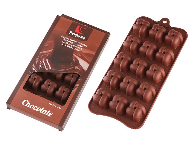 Купить форма силиконовая, прямоугольная на 15 элементов, 21 х 10.5 х 2 см, PERFECTO LINEA (Супер цена! форма для шоколадных конфет и леденцов) (20-011390)
