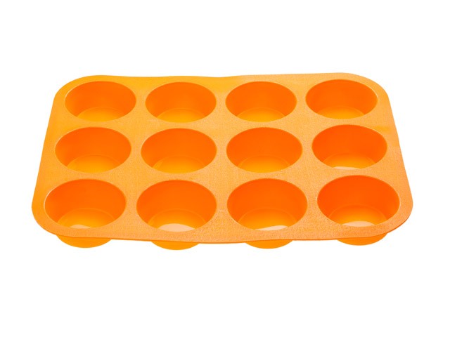 Купить форма для выпечки, силиконовая, прямоугольная на 12 кексов, 33 х 25 х 3 см, оранж., PERFECTO LINEA (20-018714)