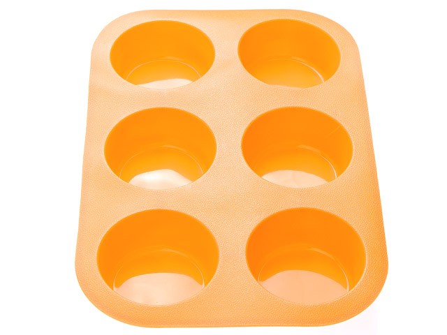 Купить форма для выпечки, силиконовая, прямоугольная на 6 кексов, 26 х 17.5 х 3 см, оранж., PERFECTO LINEA (20-000414)