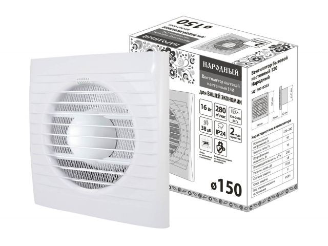 Купить вентилятор бытовой настенный 150 Народный (SQ1807-0203) (TDM)