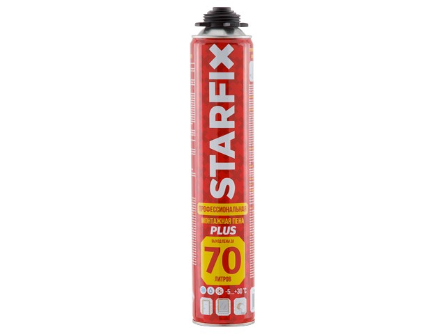 Купить пена монтажная профессиональная всесезонная STARFIX Foam Pro Plus 70 (890мл) (Выход пены до 70 литров) (SM-65524-1)