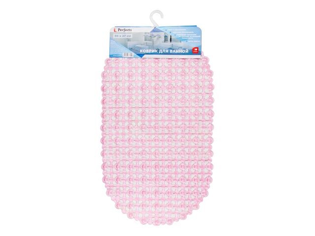 Купить коврик для ванной, овал 66х37 см, розовый, PERFECTO LINEA (22-683702)