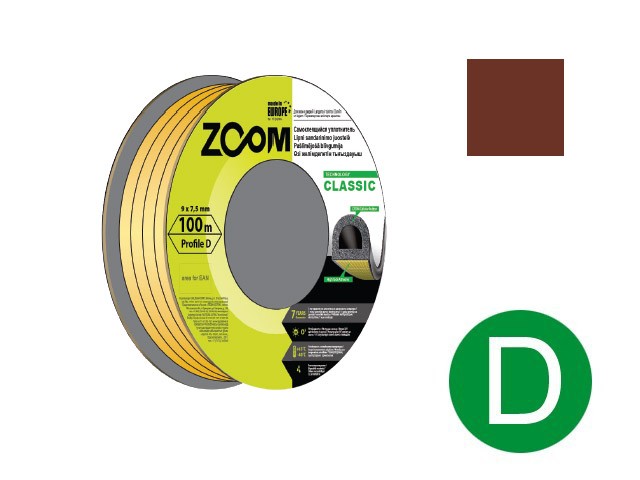 Купить уплотнитель "D" коричневый 100м  ZOOM CLASSIC (02-2-4-103)