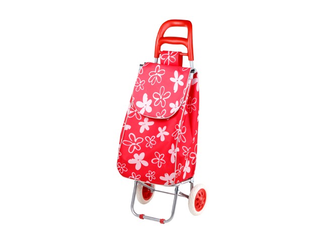 Купить сумка-тележка хозяйственная на колесах 30 кг, красная, цветы, PERFECTO LINEA (42-307012)