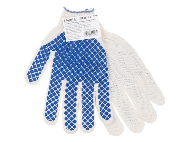 Купить перчатки х/б с ПВХ покрытием (обливная ладонь) 7,5класс STARTUL (ST7194) (шахматный облив)