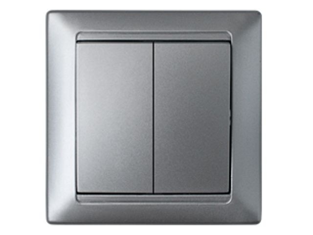Купить выключатель 2 клав. (cкрытый, 10А) серебро, Стиль, Bylectrica (С510-803сер) (BYLECTRICA)