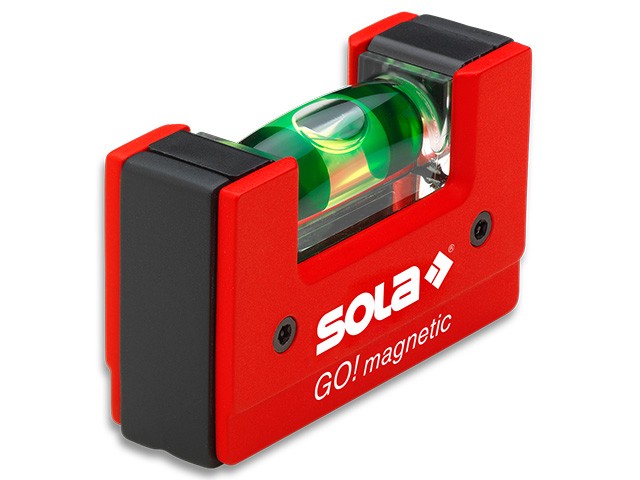 Купить уровень 68 мм 1 глазок пластм. GO! magnetik  (SOLA) Магнитный (Карманный магнитный уровень без держателя на пояс. Подсветка глазка.) (01621101)