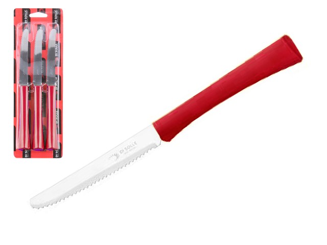 Купить набор ножей столовых, 3шт., серия INOVA D+, красные, DI SOLLE (Супер цена! Длина: 217 мм, длина лезвия: 101 мм, толщина: 0,8 мм. Прочная пластиковая р
