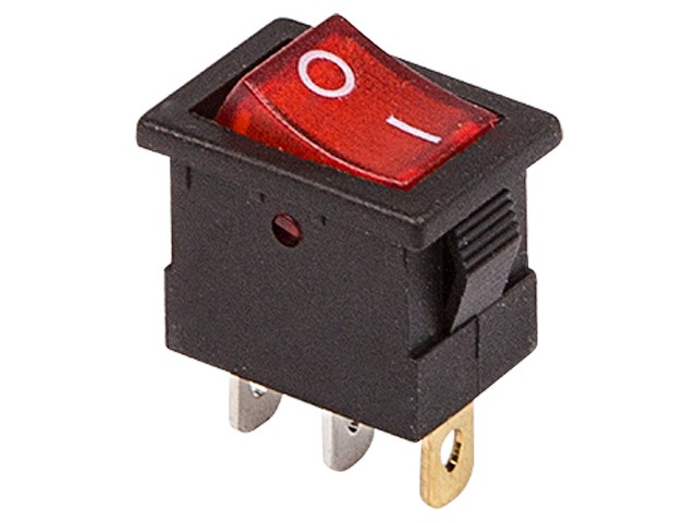 Купить выключатель клавишный 12V 15А (3с) ON-OFF красный с подсветкой Mini (RWB-206-1, SC-768) REXANT (36-2170)