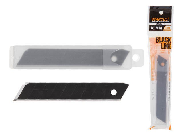 Купить лезвия сменные сегментированные 18мм 10шт BLACK LINE STARTUL (ST0920-18) (лезвие для ножа  7 сегментов)