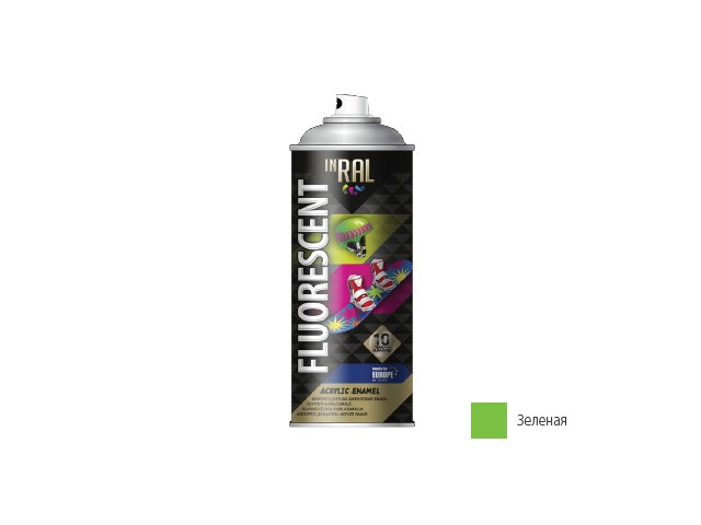 Купить краска-эмаль аэроз. флуоресцентная зеленый INRAL 400мл (Цвет зеленый) (26-7-5-005)