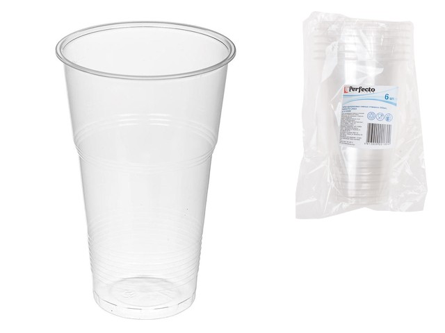 Купить набор одноразовых пивных стаканов 500 мл, 6 шт, PERFECTO LINEA (47-500006)